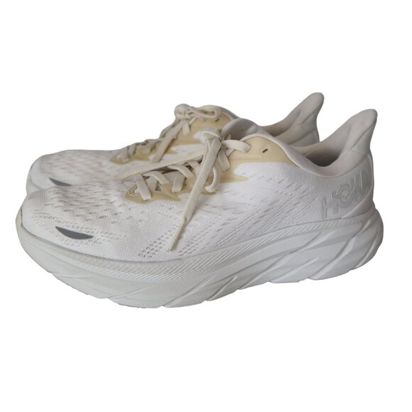 Hoka One One Clifton 8 Women's US Size 9B Eggnog White Low Top Athletic Sneakers - Picture 4 of 7